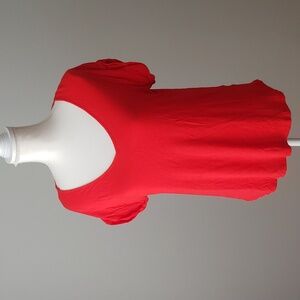 Pleione | Red Keyhole Cutout Short Sleeved Top